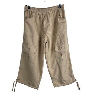WOMENS S TRESPASS ADVENTURE TRAVEL CROPPED CAPRI CARGO PANTS TRAIL HIKING BROWN